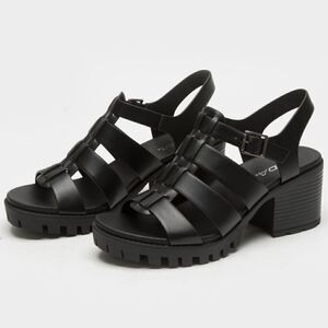 New! SODA Faux Leather Platform Strappy Lug Sole Block Heel Sandals